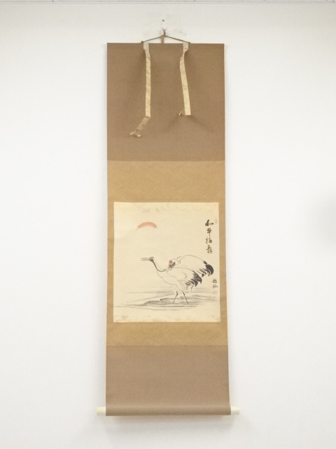 JAPANESE HANGING SCROLL / PRINTED / CRANES
